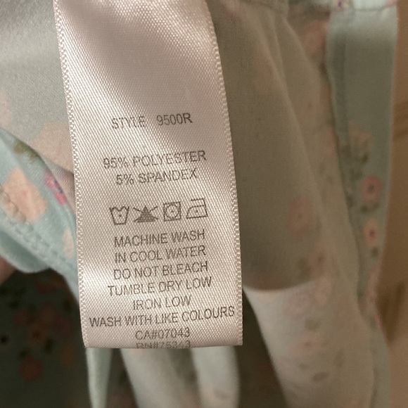 Marina Luna Intimates Sleepwear Nightgown Blue with Floral Design V-Neck Size L - Picture 4 of 5